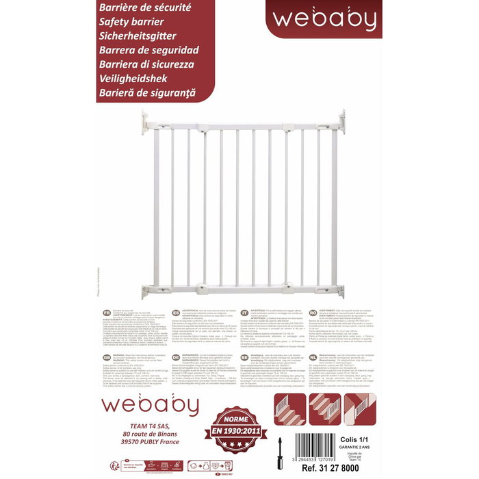 Webaby Barrière de sécurité NONO Blanc 72-108 cm Webaby Barrière de sécurité NONO Blanc 72-108 cm