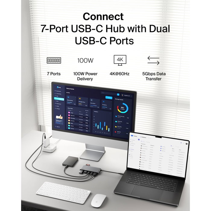 Belkin CONNECT Hub USB-C 7-en-1 avec deux ports USB-C, AVC023hqSGY