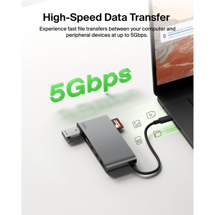 Belkin CONNECT Hub USB-C 7-en-1 avec deux ports USB-C, AVC023hqSGY