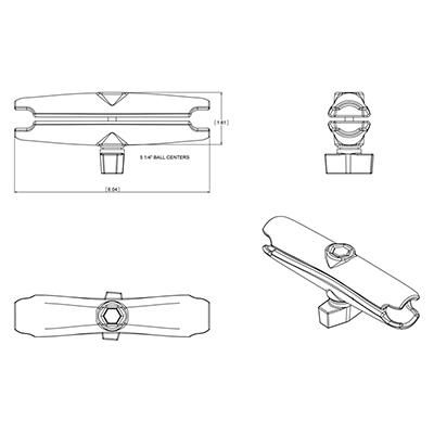 RAM Mounts RAM-B-201U-C Bras Double Embout avec Ressort pour Montage Bille 1" et Réglage Infini