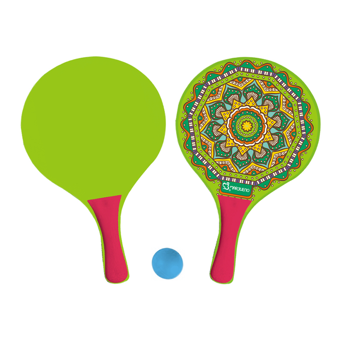 Marbueno Jeu de Pales en Bois Motif Mandala 38x24x0.6 cm pour Jardin Piscine Plage Réf. 10202