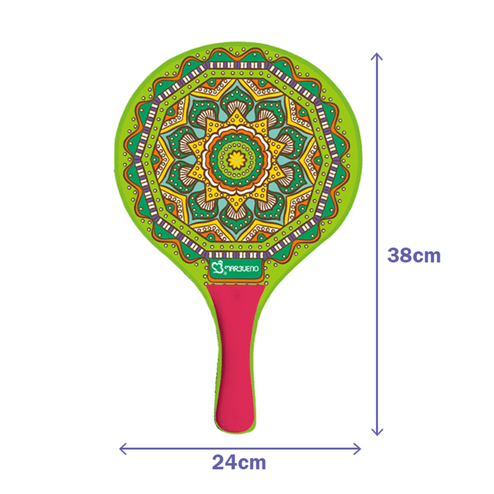 Marbueno Jeu de Pales en Bois Motif Mandala 38x24x0.6 cm pour Jardin Piscine Plage Réf. 10202