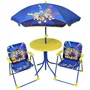 Fun House Set Salon de Jardin Pat'Patrouille - Table 46 cm Ø, 2 Chaises Pliantes, Parasol 125 cm - Licence Officielle