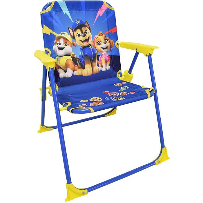 Fun House Set Salon de Jardin Pat'Patrouille - Table 46 cm Ø, 2 Chaises Pliantes, Parasol 125 cm - Licence Officielle