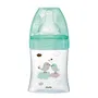 Dodie Biberon Initiation+ Verre 150ml, Décors Vert Oiseaux, avec Système Anti-Colique Intégré et Tétine Ronde 3 Vitesses Débit Lent, pour Bébé dès la Naissance