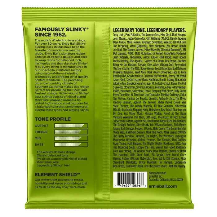 Ernie Ball Jeu de cordes basse électrique Slinky Regular échelle moyenne 45-105