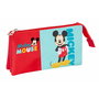 Trousse Fourre-Tout Triple Mickey Mouse Bleu 22 x 12 x 3 cm