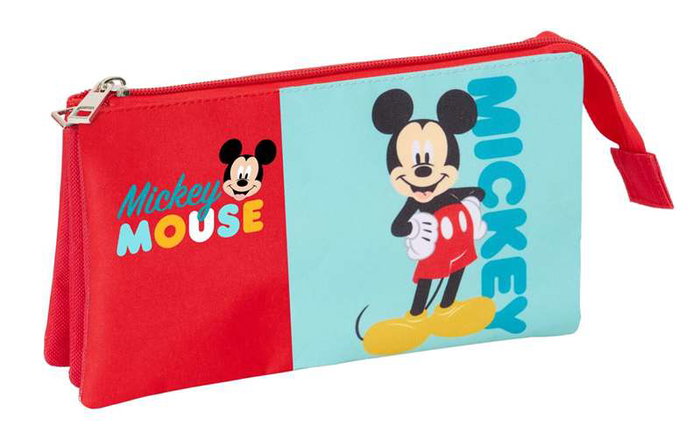 Safta - Porte-tout triple Mickey Mouse 22x12x3cm, pour enfant dès 3 ans Safta - Porte-tout triple Mickey Mouse 22x12x3cm, pour enfant dès 3 ans