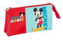 Safta - Porte-tout triple Mickey Mouse 22x12x3cm, pour enfant dès 3 ans