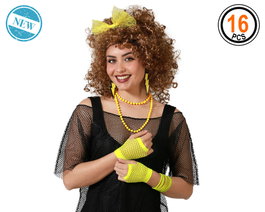 Atosa Set d'accessoires jaune avec bandeau, collier et bracelets années 80