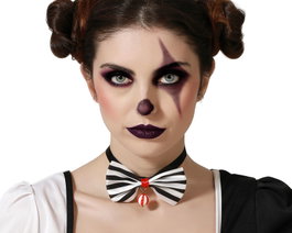 Atosa Nœud Papillon Halloween Blanc et Noir pour Femme Adulte