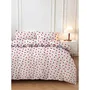 Parure de lit Housse de couette 240 x 220 cm + 2 Taies d'oreiller 60 x 60 cm - 50% Coton 50% Polyester - Rouge et Blanc - 127 Fils