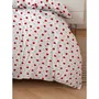 Parure de lit Housse de couette 240 x 220 cm + 2 Taies d'oreiller 60 x 60 cm - 50% Coton 50% Polyester - Rouge et Blanc - 127 Fils