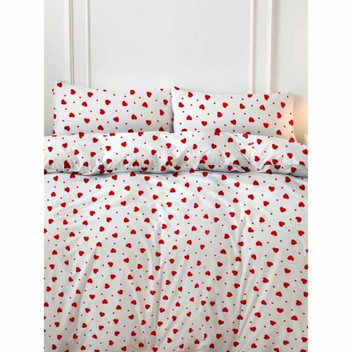 BigBuy Home Parure de housse de couette Rouge et Blanc à pois, King Size