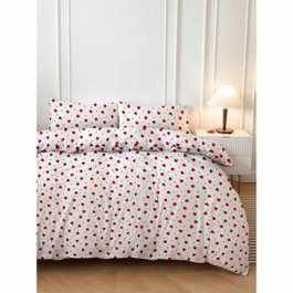 BigBuy Home Parure de housse de couette Rouge et Blanc à pois, King Size