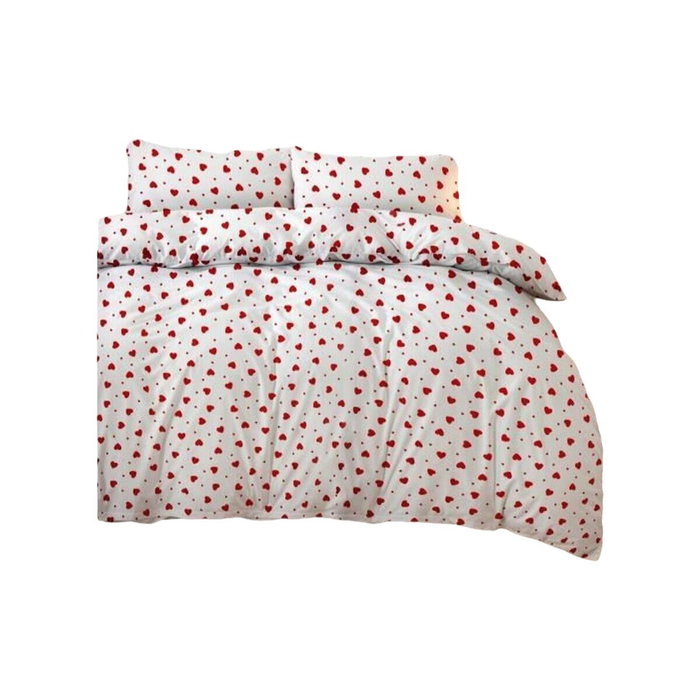 BigBuy Home Parure de housse de couette Rouge et Blanc à pois, King Size