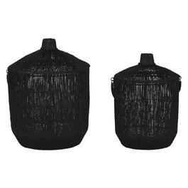 Set de basket Home ESPRIT Noir Jute Métal (2 Pièces)