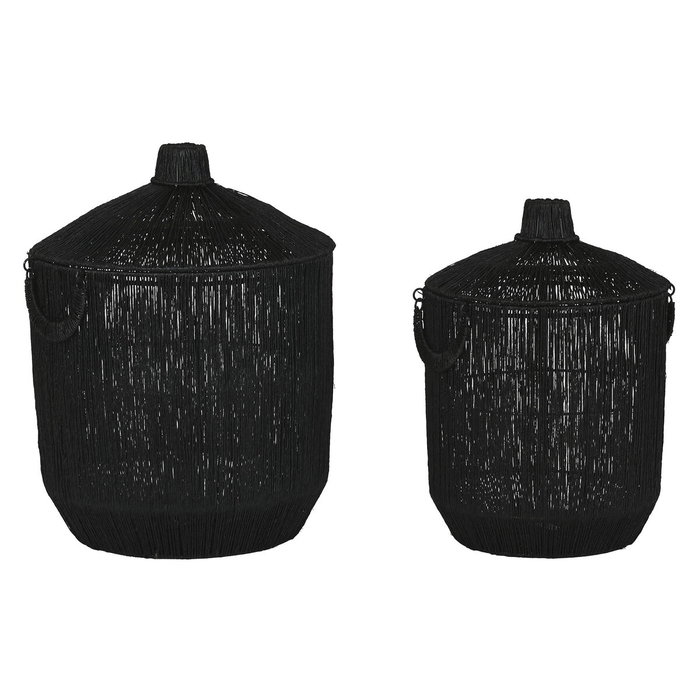 Set de basket Home ESPRIT Noir Jute Métal (2 Pièces) Set de basket Home ESPRIT Noir Jute Métal (2 Pièces)
