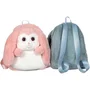 Gipsy Toys Fluffy Bag - Sac à dos peluche lapin bleu et blanc 30 cm, idéal pour l'école et les sorties, bretelles réglables