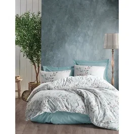 Ensemble de housse de couette King 220 x 240 cm + 2 taies 60 x 60 cm - Coton renforcé - Couleur Menthe