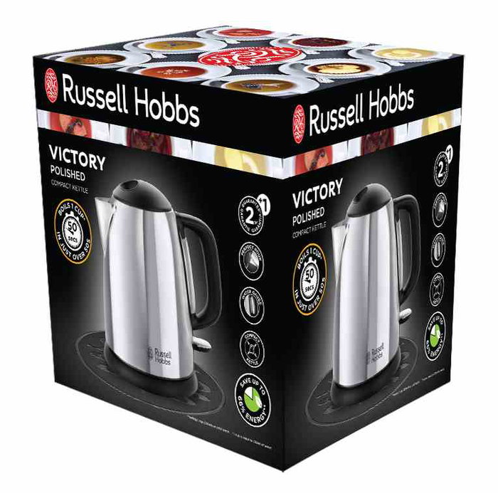 Russell Hobbs 24990-70 Bouilloire électrique compacte Victory 1.1 L avec fonction ébullition rapide et bec verseur anti-gouttes pour thé ou café