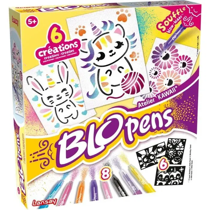 Lansay Blopens - Atelier Kawaii avec Pochoirs Réutilisables pour Dessin Aérographe, Jeu Créatif Enfant dès 5 Ans Lansay Blopens - Atelier Kawaii avec Pochoirs Réutilisables pour Dessin Aérographe, Jeu Créatif Enfant dès 5 Ans