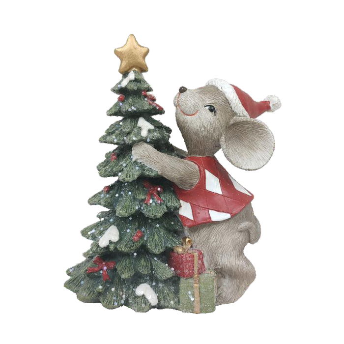 Décorations de Noël DKD Home Decor Souris Résine (10 x 6,5 x 11 cm) (2 Unités)