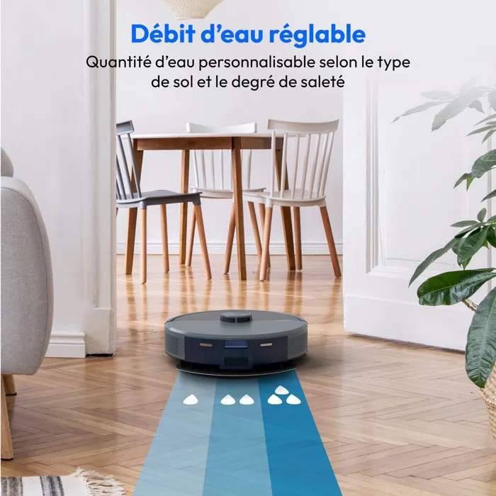 Medion MD100021 X22SW+ - Aspirateur robot laveur - Navigation laser, 5000 Pa, autonomie 165 min, bac 2.5 L, gris, commande application et vocale