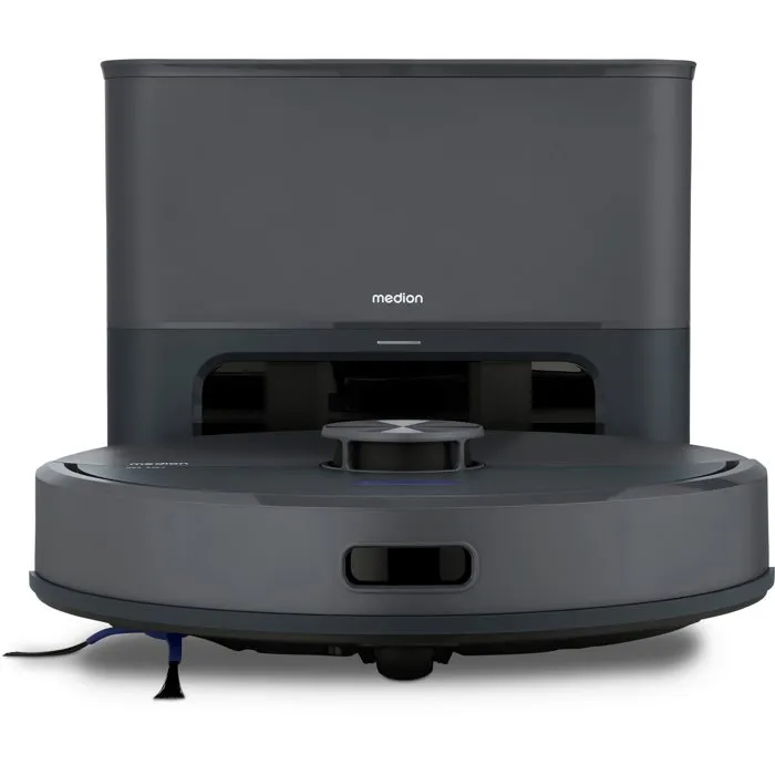 Medion MD100021 X22SW+ - Aspirateur robot laveur - Navigation laser, 5000 Pa, autonomie 165 min, bac 2.5 L, gris, commande application et vocale