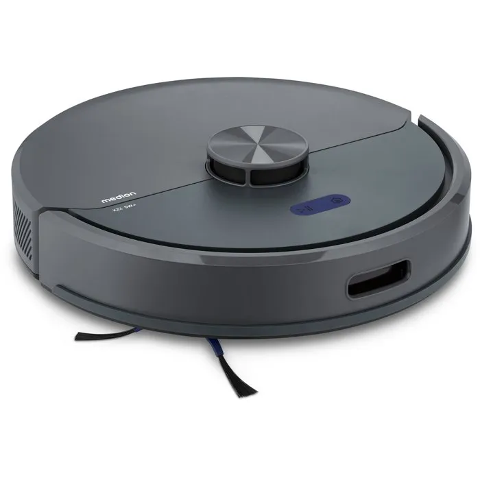Medion MD100021 X22SW+ - Aspirateur robot laveur - Navigation laser, 5000 Pa, autonomie 165 min, bac 2.5 L, gris, commande application et vocale