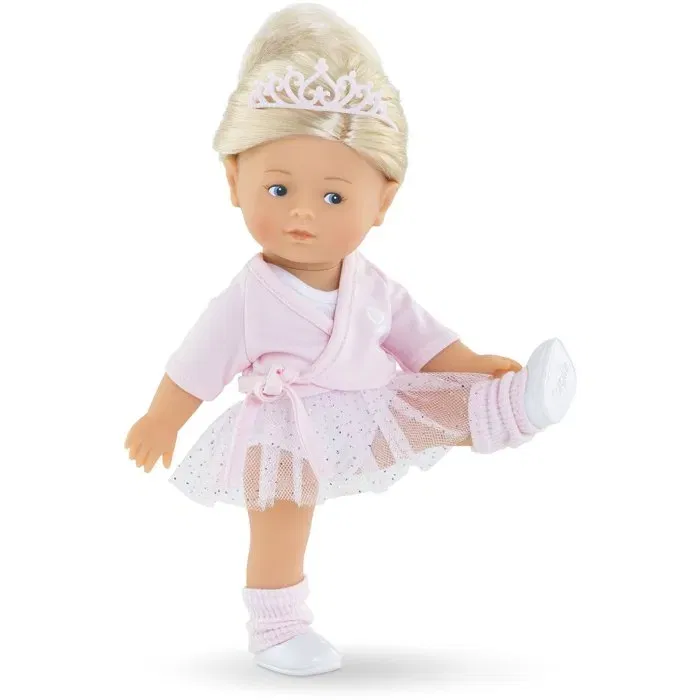 Corolle Mini Corolline Rosy Ballerine - Poupée Danseuse 20 cm avec Tiare, Guêtres et Gilet - Cheveux Blonds à Coiffer - Odeur Vanille - À partir de 3 ans