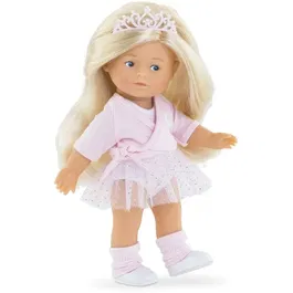 Corolle Mini Corolline Rosy Ballerine - Poupée Danseuse 20 cm avec Tiare, Guêtres et Gilet - Cheveux Blonds à Coiffer - Odeur Vanille - À partir de 3 ans