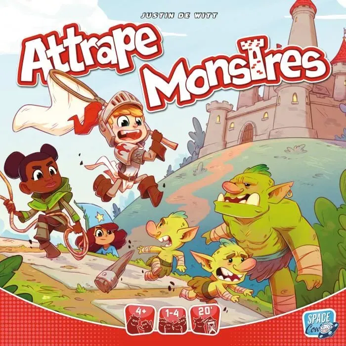 Asmodee Attrape Monstres - Jeu de cartes coopératif en français - Tower defense pour enfants à partir de 4 ans - 1 à 4 joueurs - Moins de 30 min