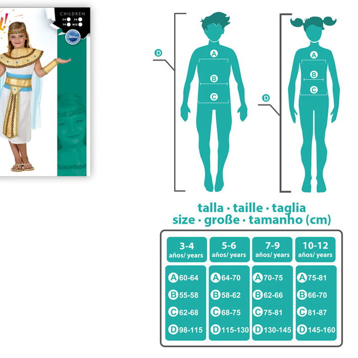 Déguisement de Reine Égyptienne Cléopatra pour Fille 5-6 Ans - Costume Faraonne avec Diadème Doré, Collier et Accessoires