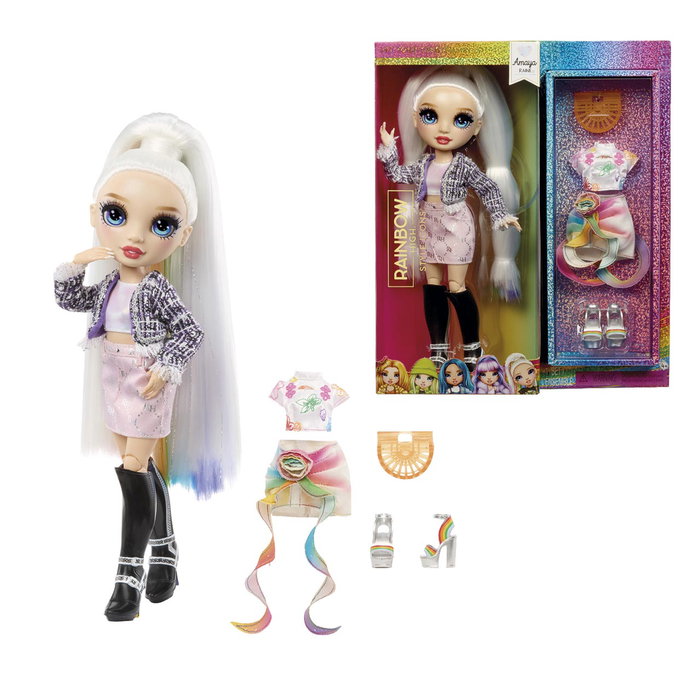 MGA Rainbow High Style Icons - Poupée Amaya 431640 avec second outfit, sac et cheveux stylisés, pour collection (+4 ans)