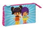 Safta Pinypon Portatodo triple pour enfants 3 ans, Trousse de rangement polyester 300D REACH, 22 x 12 x 3 cm, Rose et bleu