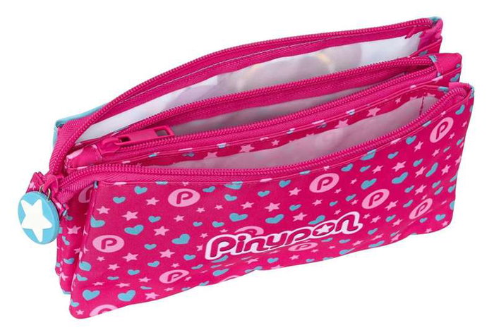 Safta Pinypon Portatodo triple pour enfants 3 ans, Trousse de rangement polyester 300D REACH, 22 x 12 x 3 cm, Rose et bleu