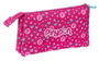 Safta Pinypon Portatodo triple pour enfants 3 ans, Trousse de rangement polyester 300D REACH, 22 x 12 x 3 cm, Rose et bleu