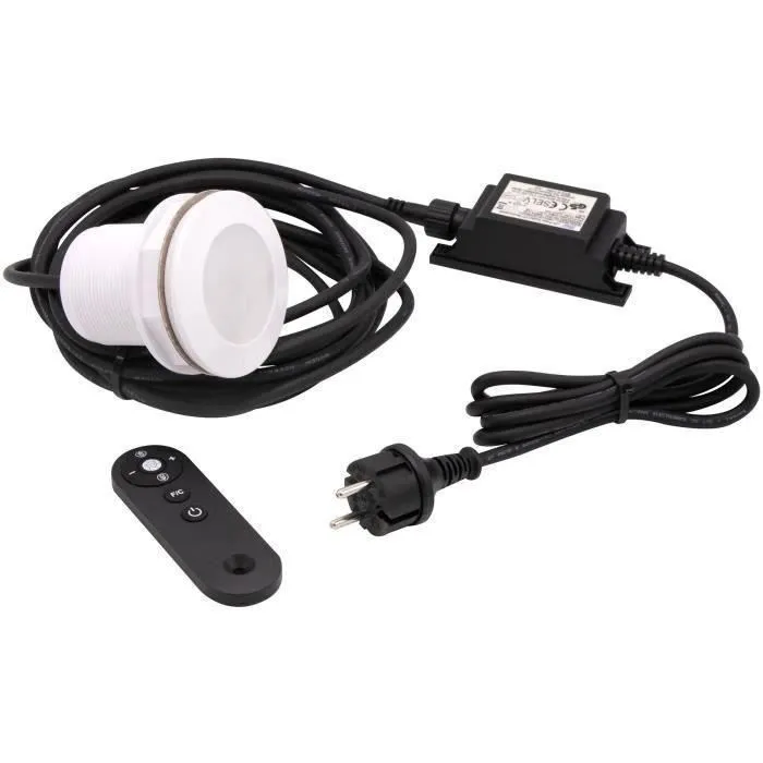 Ubbink Projecteur LED RGBW pour piscine, blanc et couleur, IP68, 10W, avec télécommande et transformateur - LED-Power Spot 3 RGBW