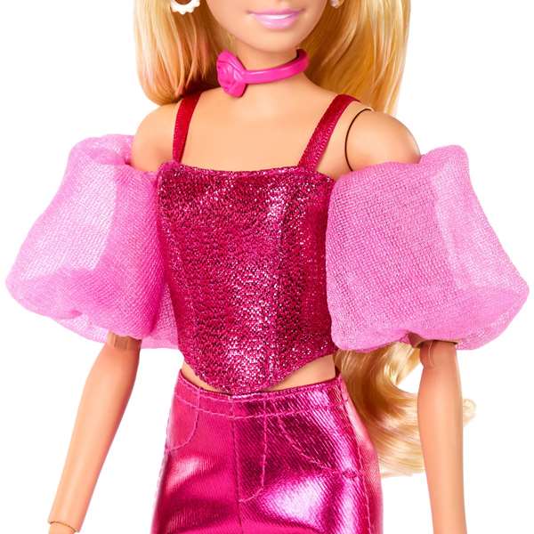 Mattel - Poupée Barbie Deluxe métallisée avec corset rose, figurine de collection, pour enfants dès 4 ans