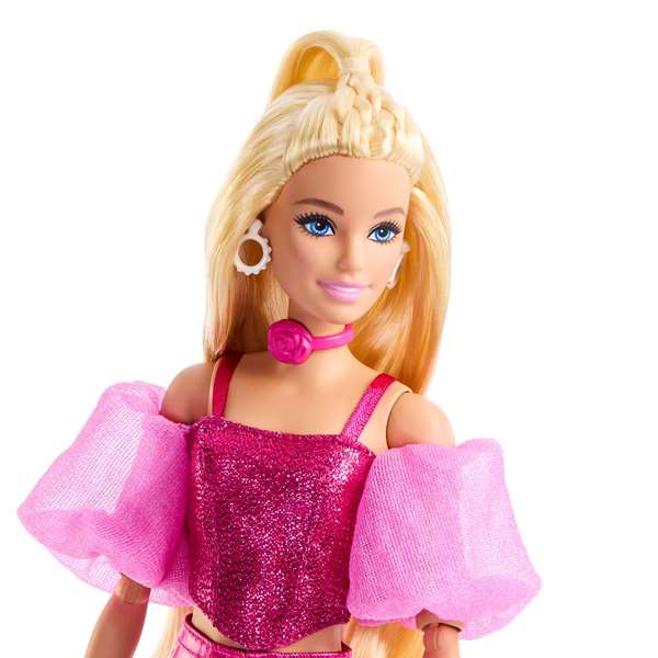 Mattel - Poupée Barbie Deluxe métallisée avec corset rose, figurine de collection, pour enfants dès 4 ans