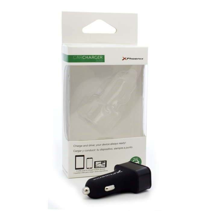 Phoenix Cargador Universal de Coche 3 USB 7,2A Noir Phoenix Cargador Universal de Coche 3 USB 7,2A Noir