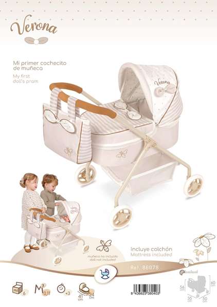 Decuevas Poussette pour Poupée Verona - Pour Poupons Jusqu'à 42 cm - Dimensions Assemblé 35 x 50 x 56 cm