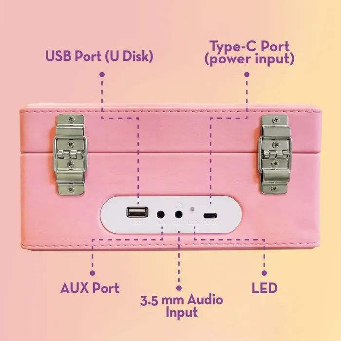 Liscianigiochi - Lecteur CD portable vintage Barbie - Enceinte Bluetooth avec haut-parleurs stéréo - Ports USB, AUX, TF - Rose - Pour enfants dès 12 ans