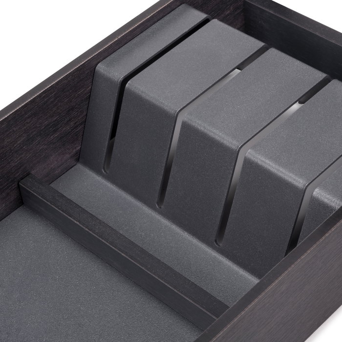 Emuca Orderbox Porte-couteau pour tiroir, 150x470mm, Acier et Bois, Gris antracite