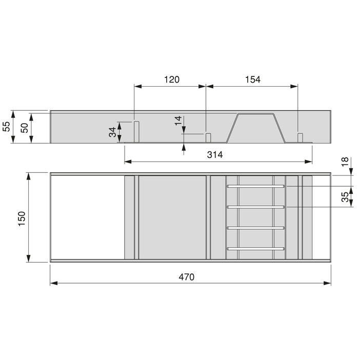 Emuca Orderbox Porte-couteau pour tiroir, 150x470mm, Acier et Bois, Gris antracite
