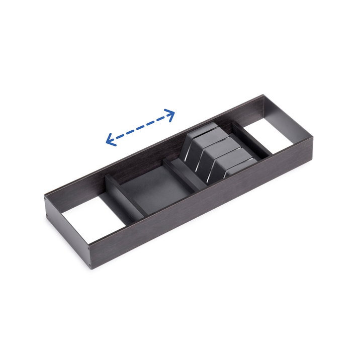 Emuca Orderbox Porte-couteau pour tiroir, 150x470mm, Acier et Bois, Gris antracite