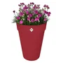 Elho Pot de fleurs Loft Urban Rond, Ø 42 x H 56 cm, Réservoir d'eau intégré, Rouge, 100% recyclé, Pour extérieur
