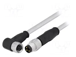 HARTING Câble pour capteurs M8 3 broches, M8 mâle vers M8 femelle angulaire, 2m