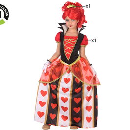 Déguisement Reine de Coeur Enfant Fille 10-12 Ans, Costume 2 Pièces (Vestido et Corona) Thématique Alice au Pays des Merveilles, Fantaisie et Carnaval
